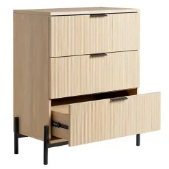 Kirklands Home Coastal Oak Reeded 3-Drawer Dresser Tan Outlet