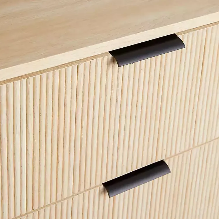 Kirklands Home Coastal Oak Reeded 3-Drawer Dresser Tan Outlet