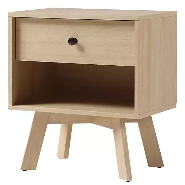 Kirklands Home Coastal Oak Wood Mid-century Modern Nightsd Tan Hot