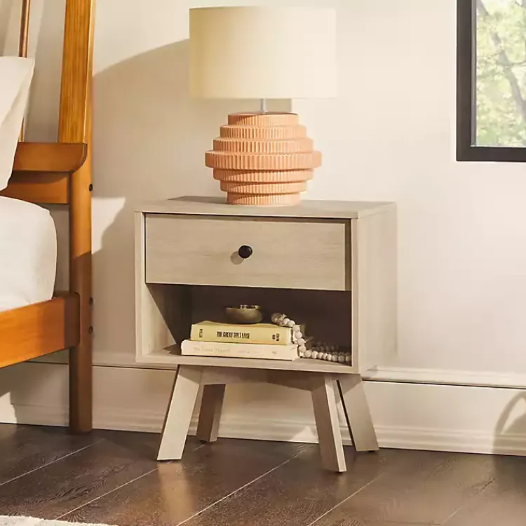 Kirklands Home Coastal Oak Wood Mid-century Modern Nightsd Tan Hot