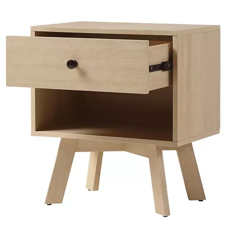 Kirklands Home Coastal Oak Wood Mid-century Modern Nightsd Tan Hot