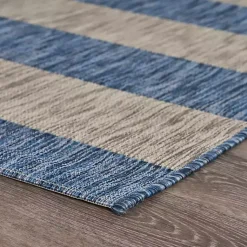 Kirklands Home Coastal Stripes Outdoor Area Rug, 7x9 New
