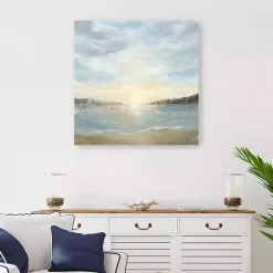 Kirklands Home Coastal Sunset Canvas Art Print, 30x30 in. Blue New
