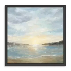 Kirklands Home Coastal Sunset Framed Canvas Art Print, 30x30 in. Blue Clearance