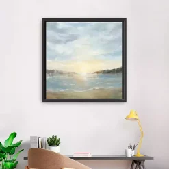 Kirklands Home Coastal Sunset Framed Canvas Art Print, 30x30 in. Blue Clearance
