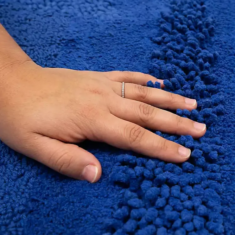 Kirklands Home Cobalt Asymmetrical Cotton Bath Mat Blue Sale