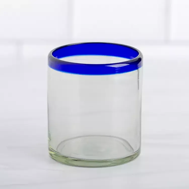 Kirklands Home Cobalt Rim Baja Rocks Glass Sale