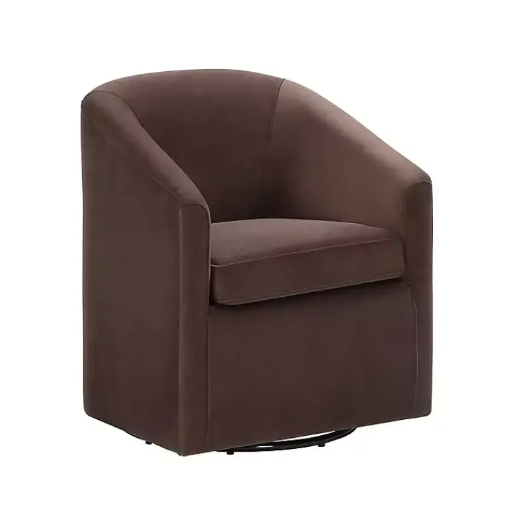 Kirklands Home Coco Velvet Swivel Barrel Accent Chair Brown