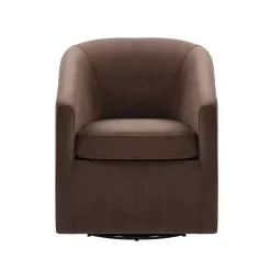 Kirklands Home Coco Velvet Swivel Barrel Accent Chair Brown