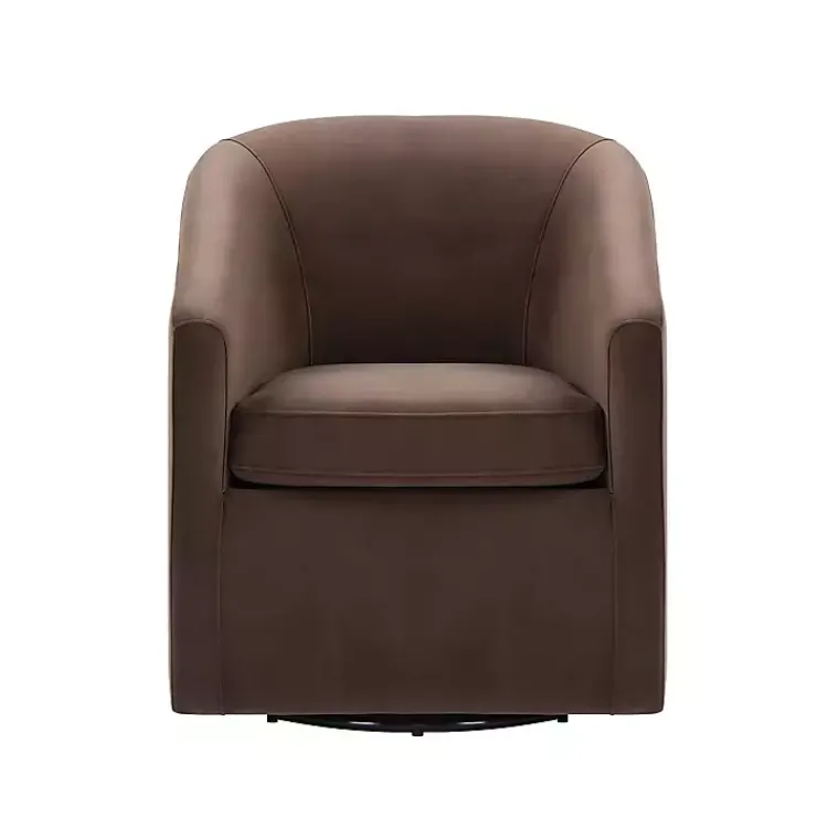 Kirklands Home Coco Velvet Swivel Barrel Accent Chair Brown
