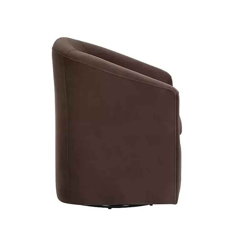 Kirklands Home Coco Velvet Swivel Barrel Accent Chair Brown
