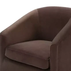 Kirklands Home Coco Velvet Swivel Barrel Accent Chair Brown