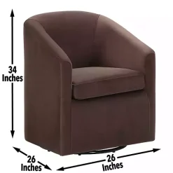 Kirklands Home Coco Velvet Swivel Barrel Accent Chair Brown