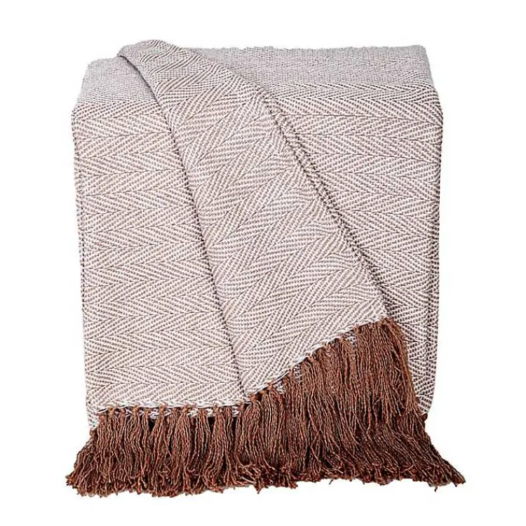 Blankets & Throws>Kirklands Home Coffee Chevron Tassel Throw