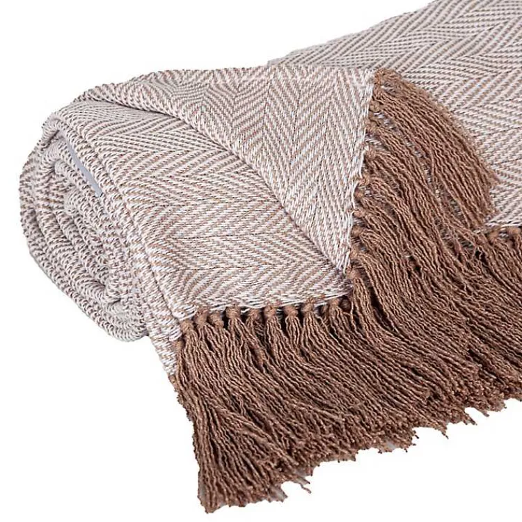 Blankets & Throws>Kirklands Home Coffee Chevron Tassel Throw