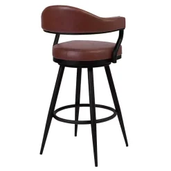 Kirklands Home Coffee Faux Leather Justin Swivel Counter Stool Brown New