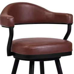 Kirklands Home Coffee Faux Leather Justin Swivel Counter Stool Brown New