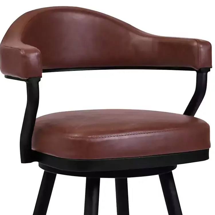 Kirklands Home Coffee Faux Leather Justin Swivel Counter Stool Brown New