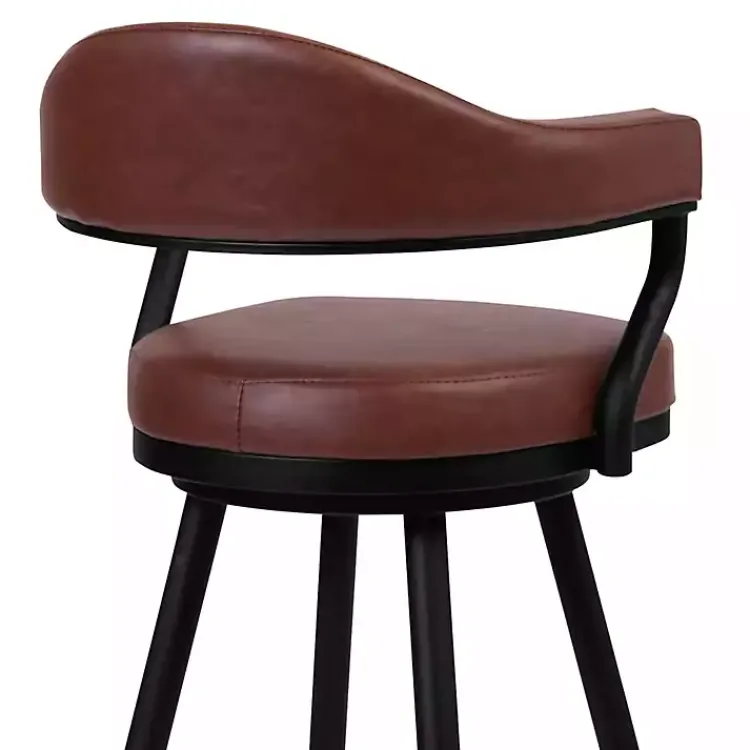 Kirklands Home Coffee Faux Leather Justin Swivel Counter Stool Brown New
