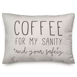 Kirklands Home Coffee For My Sanity Indoor/Outdoor Lumbar Pillow Hot