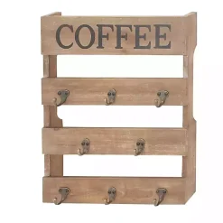 Kirklands Home Coffee Metal and Wood Plank Wall Hooks Clearance