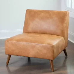 Kirklands Home Cognac Faux Leather Accent Chair Tan New