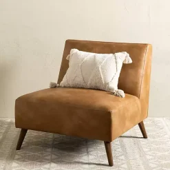 Kirklands Home Cognac Faux Leather Accent Chair Tan New