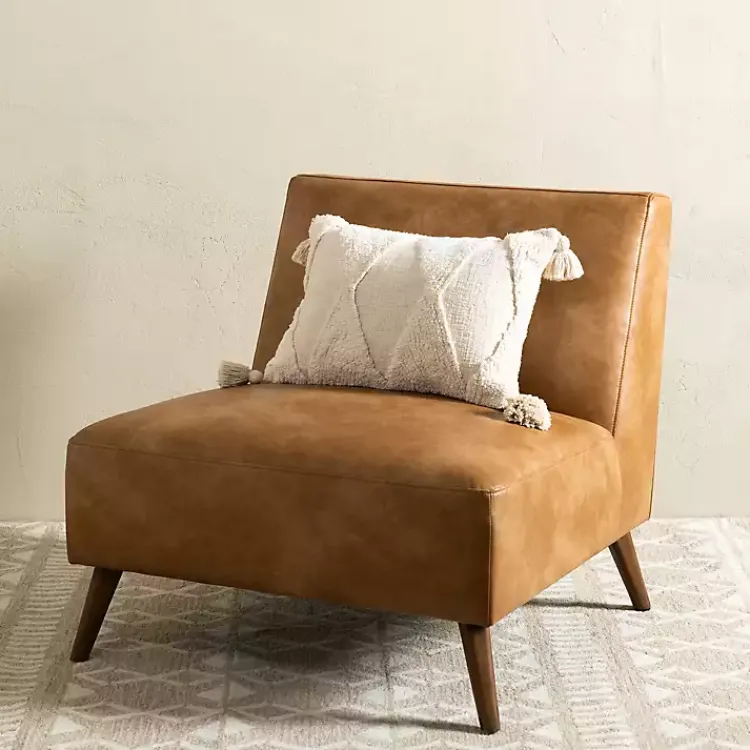 Kirklands Home Cognac Faux Leather Accent Chair Tan New