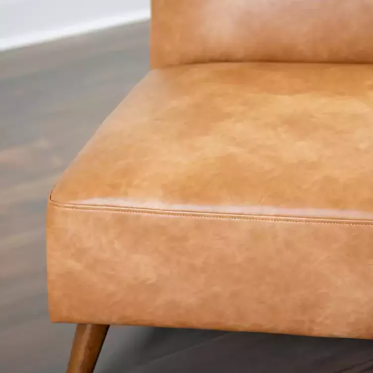 Kirklands Home Cognac Faux Leather Accent Chair Tan New