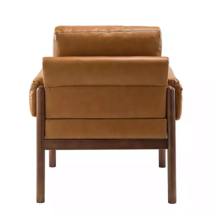 Kirklands Home Cognac Faux Leather and Wood Accent Chair Tan Hot