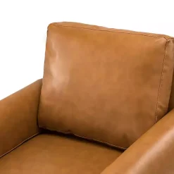 Kirklands Home Cognac Faux Leather and Wood Accent Chair Tan Hot