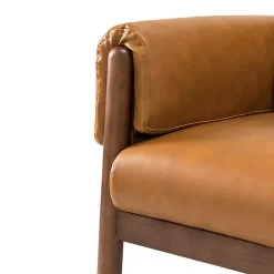 Kirklands Home Cognac Faux Leather and Wood Accent Chair Tan Hot