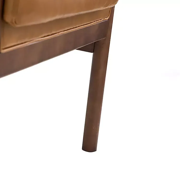 Kirklands Home Cognac Faux Leather and Wood Accent Chair Tan Hot