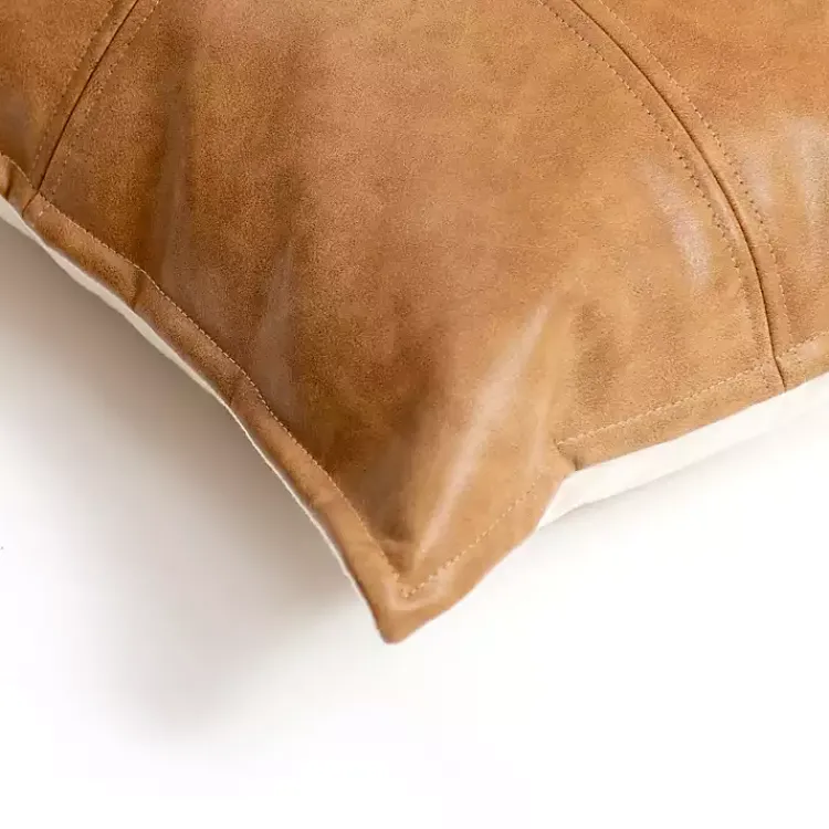Pillows>Kirklands Home Cognac Faux Leather Lumbar Pillow Brown