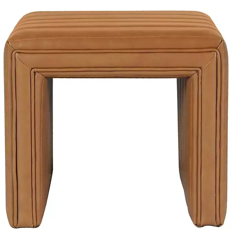 Kirklands Home Cognac Leather Arch Ottoman Brown Clearance