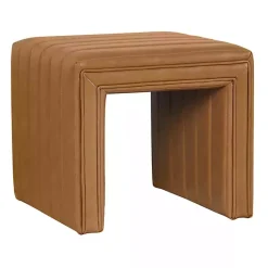 Kirklands Home Cognac Leather Arch Ottoman Brown Clearance