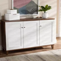 Kirklands Home Collier Two-Tone 3-Door Shoe Storage Cabinet New
