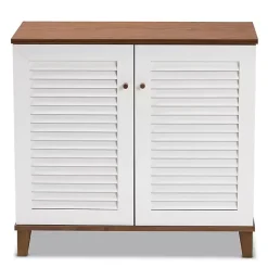 Kirklands Home Collier Two-Tone Slatted Shoe Storage Cabinet Outlet