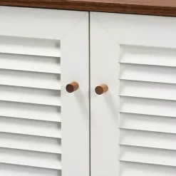 Kirklands Home Collier Two-Tone Slatted Shoe Storage Cabinet Outlet
