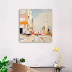 Kirklands Home Colorblock Skyline Canvas Art Print Multi New