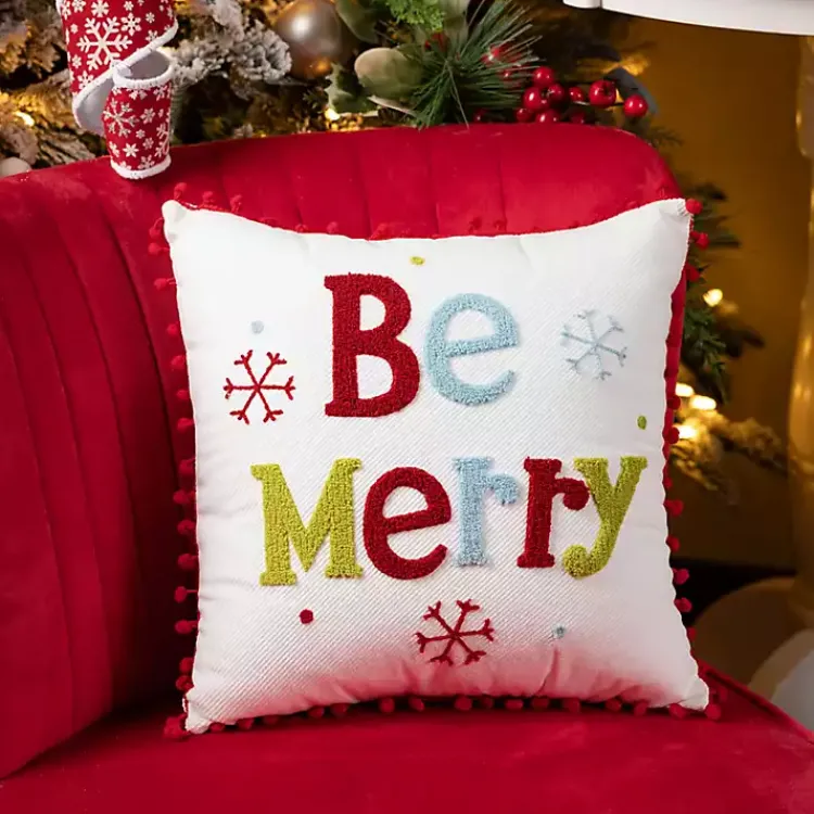 Christmas Pillows>Kirklands Home Colorful Be Merry Christmas Pillow