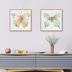 Kirklands Home Colorful Butterfly Framed Canvas Prints, Set of 2 Multi Clearance