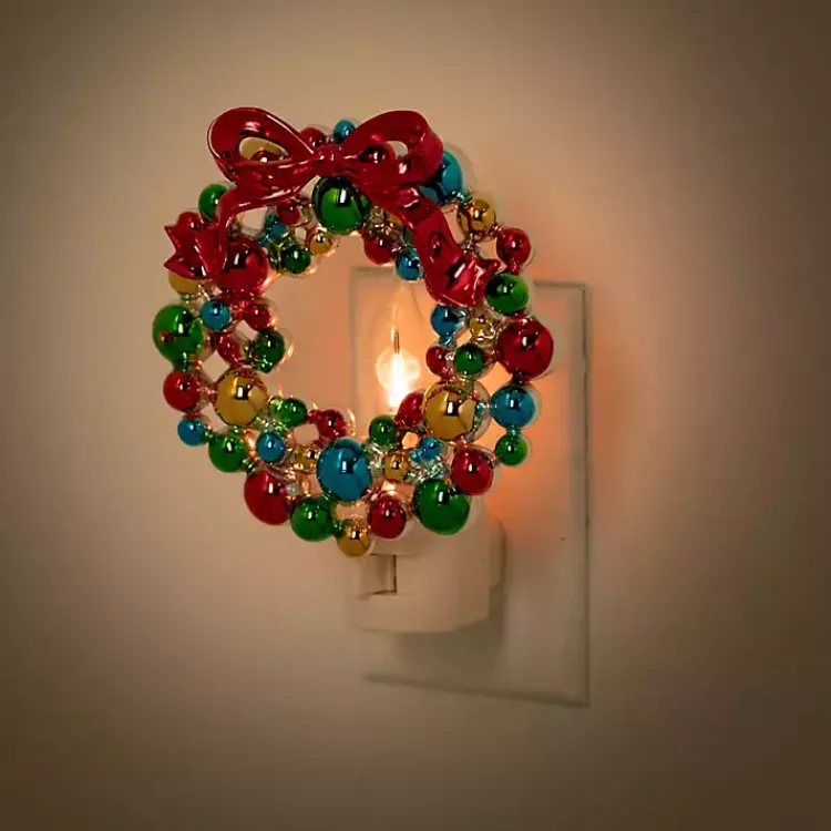 Christmas Decorations>Kirklands Home Colorful Christmas Wreath Nightlight Green