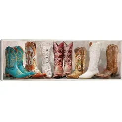 Kirklands Home Colorful Cowgirl Boots Framed Canvas Art Print Outlet