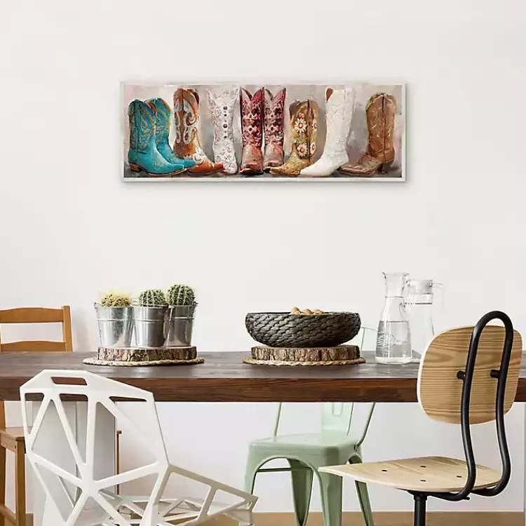 Kirklands Home Colorful Cowgirl Boots Framed Canvas Art Print Outlet