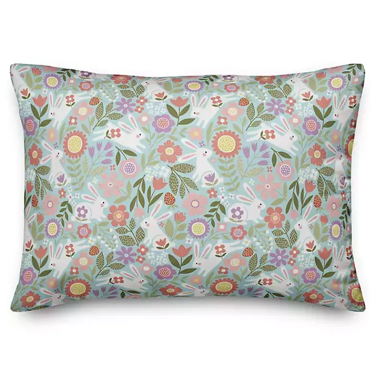 Easter Decorations>Kirklands Home Colorful Floral Bunnies Lumbar Pillow Multi