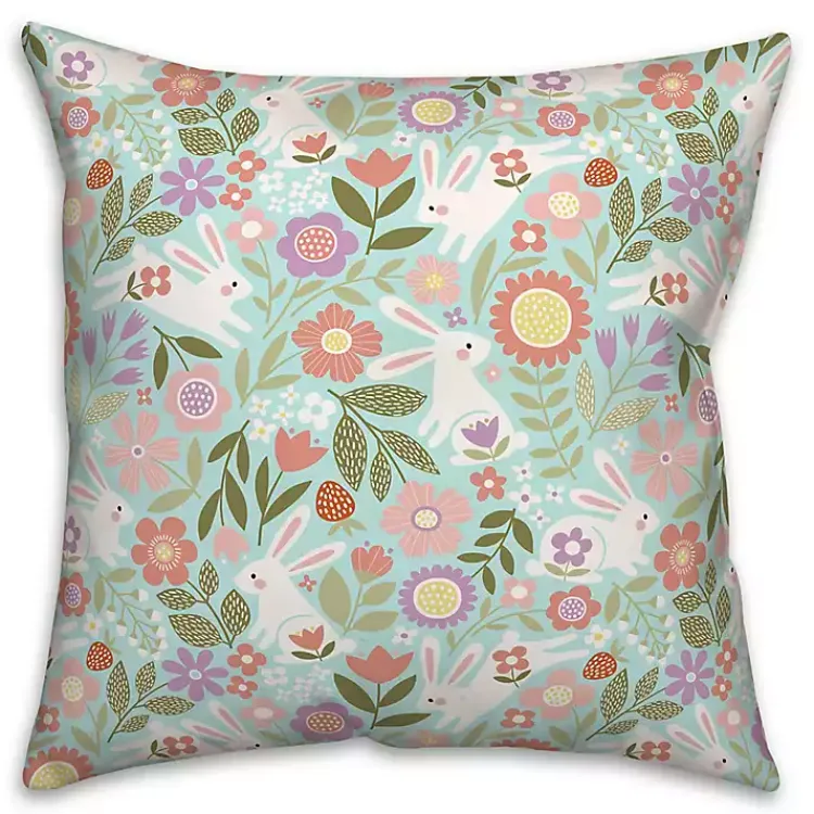 Easter Decorations>Kirklands Home Colorful Floral Bunnies Pillow