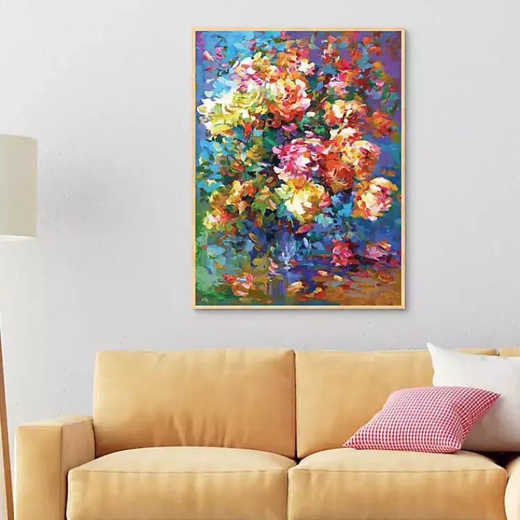 Kirklands Home Colorful Flowers in Vase Framed Canvas Art Print Multi Outlet