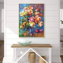 Kirklands Home Colorful Flowers in Vase Framed Canvas Art Print Multi Outlet
