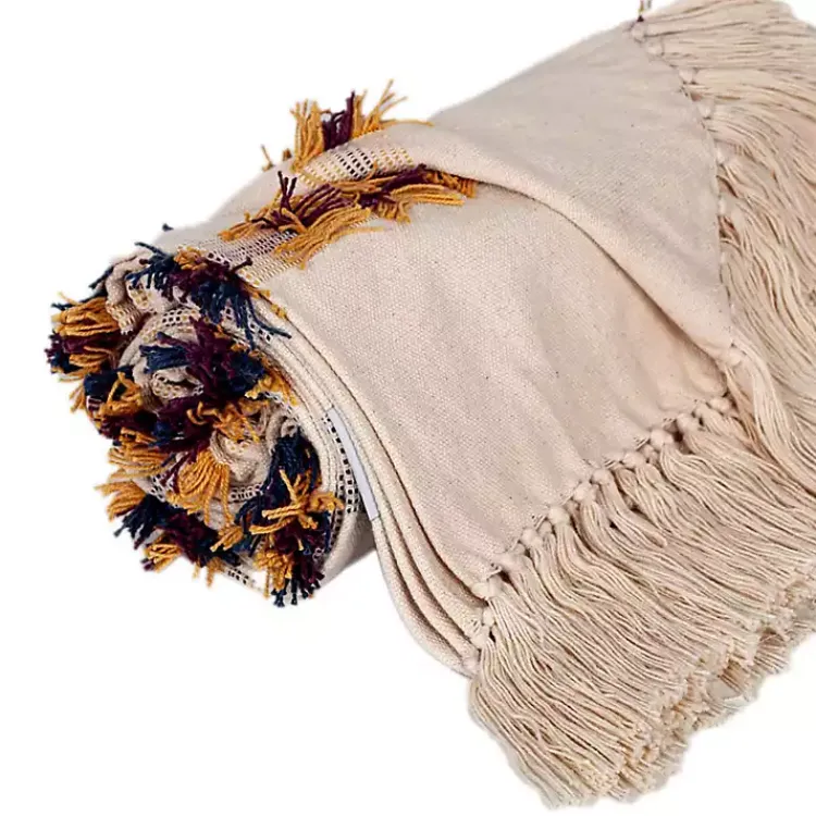 Blankets & Throws>Kirklands Home Colorful Fringe Stripe Throw Multi